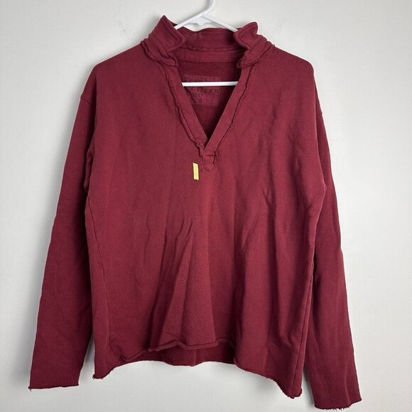 New Frank & Eileen Patrick Triple Fleece Popover Henley Sweatshirt Dark Red S - Picture 1 of 10